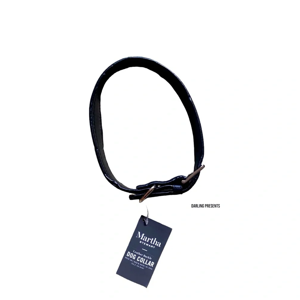 Martha Stewart Vegan Leather Engraved Buckle Dog Collar Color Black Size 20/L